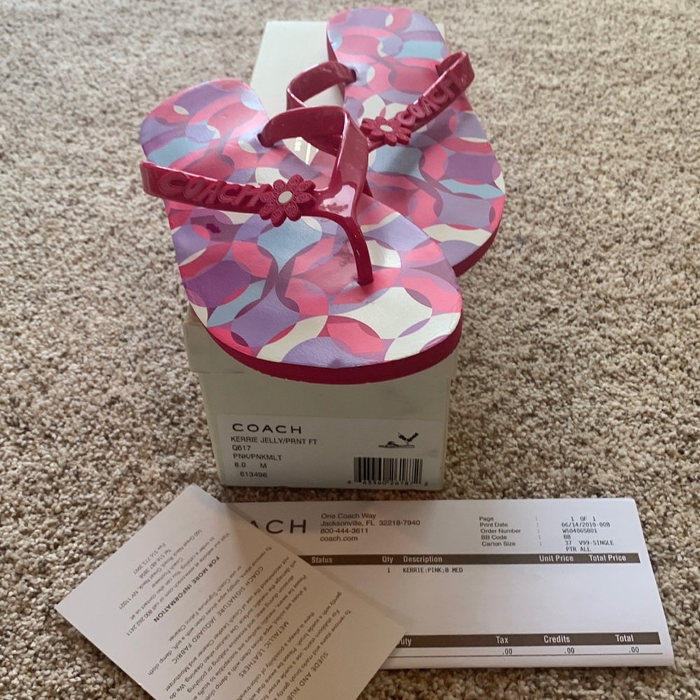 New Coach Kerrie Jelly Flip Flops Size 7.